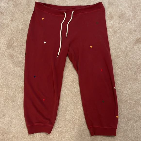 The Great. Cropped Size 3 (Large) Spiced Wine Joggers with hearts - Picture 2 of 8